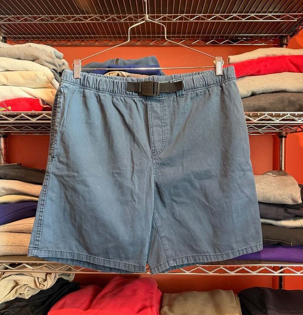 Magellan Outdoors Pull On Shorts Size Large Blue Cotton Casual Built in Belt